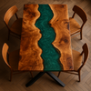 Green Resin River Walnut Epoxy Table