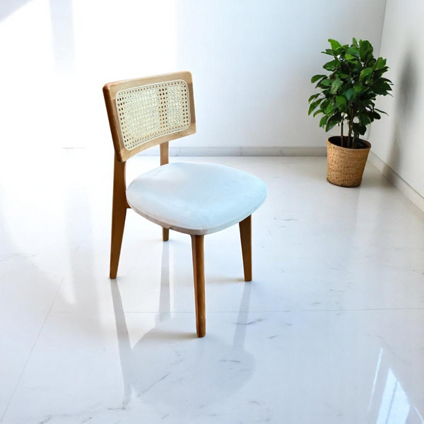 Set of 4 Natural Wood Rattan Chair