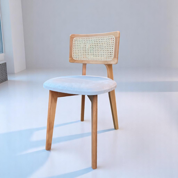 Set of 4 Natural Wood Rattan Chair