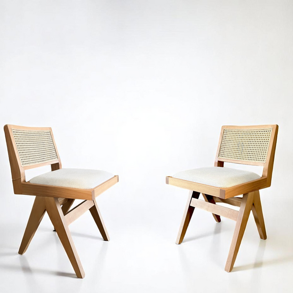 Set of 2 Natural Wood Pierre Rattan Chair