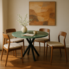 Round Green Marble Table with Spider Metal Base