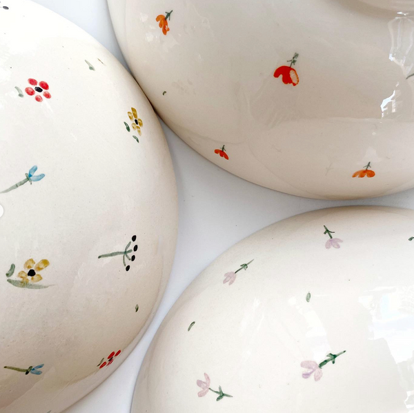 Handcrafted Ceramic Bowl with Delicate Floral Pattern