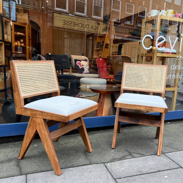Set of 2 Dark Oak Wood Pierre Rattan Chair