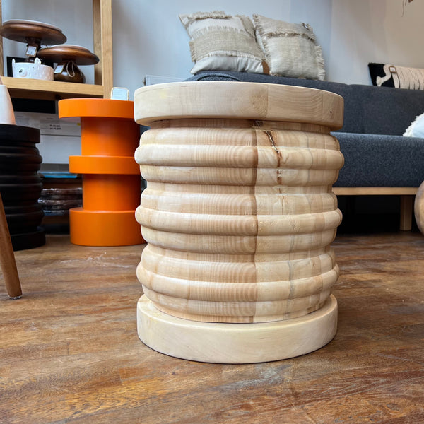 Black Wood Stool with Walnut Top