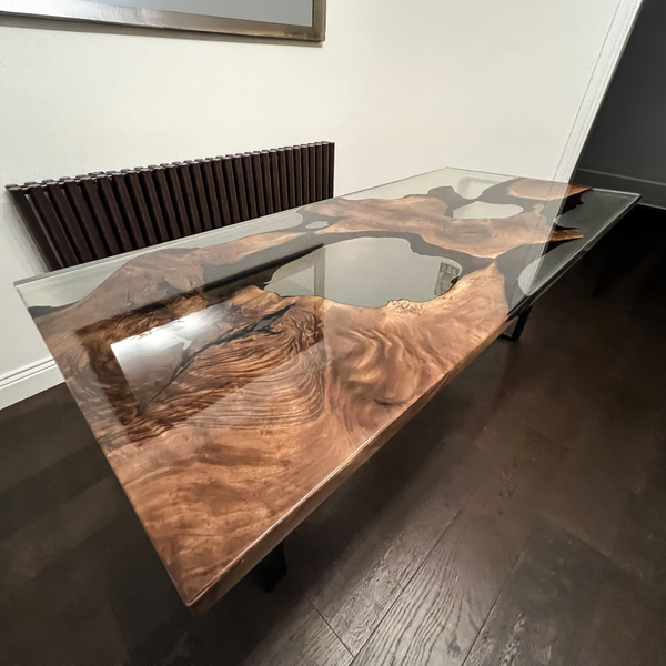 Transparent Resin River Walnut Epoxy Table