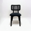 Set of 2 Black Wood Rattan Chair