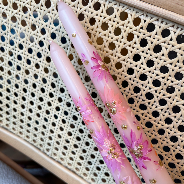 Handpainted Floral Candle