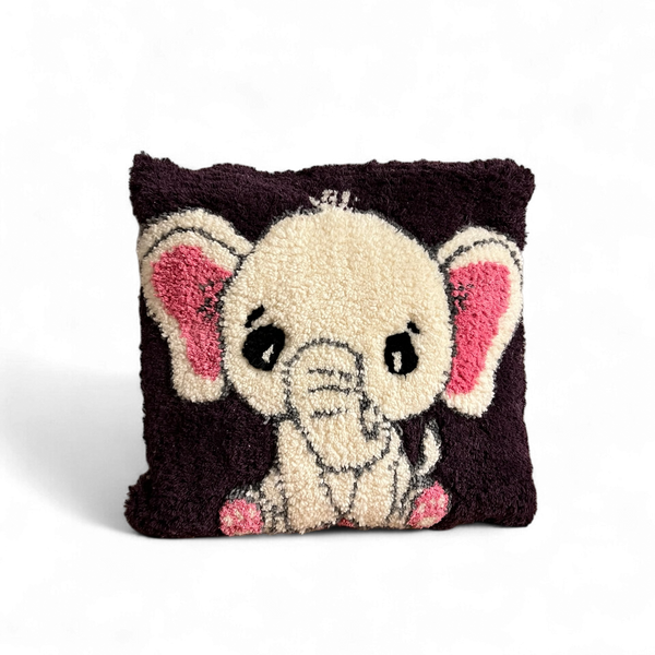 Hand Tufted Elephant Cushion - 37x37 cm