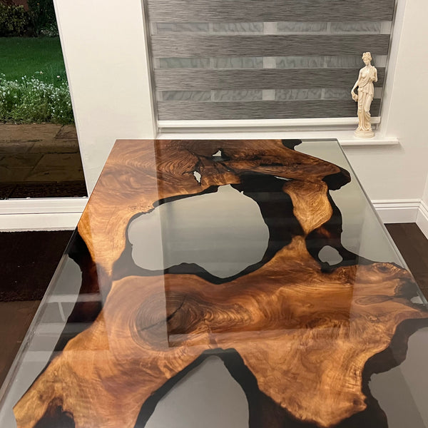 Transparent Resin River Walnut Epoxy Table