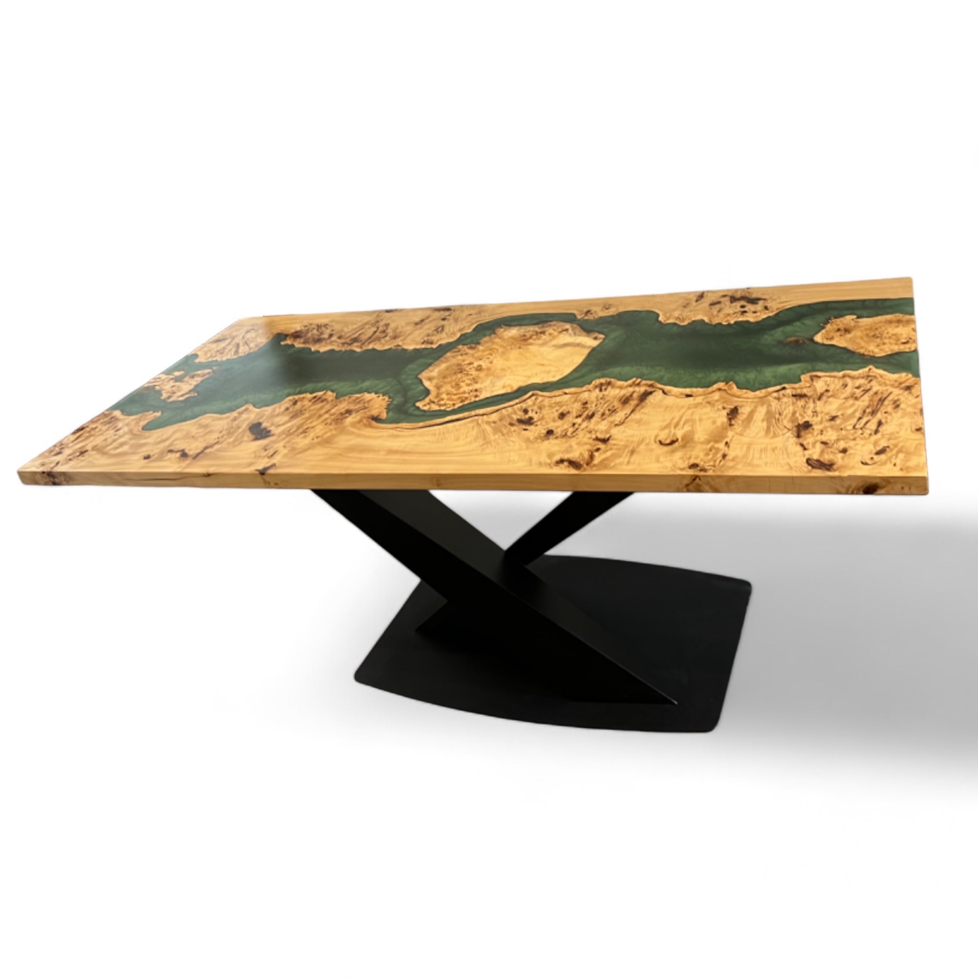 SOLD Green Resin River Mappa Burl Table