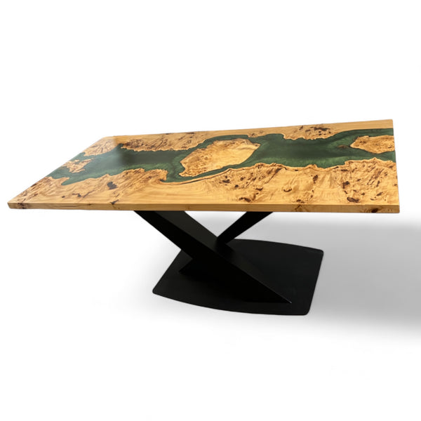 SOLD Green Resin River Mappa Burl Table