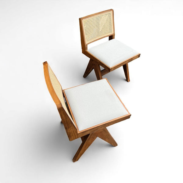 Set of 2 Dark Oak Wood Pierre Rattan Chair