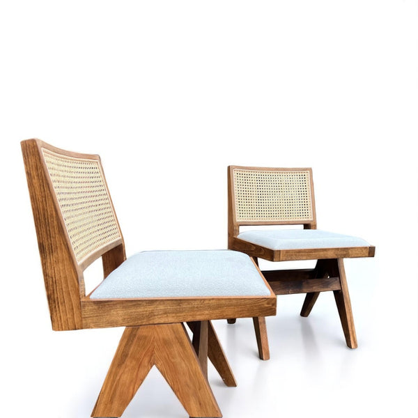 Set of 2 Dark Oak Wood Pierre Rattan Chair