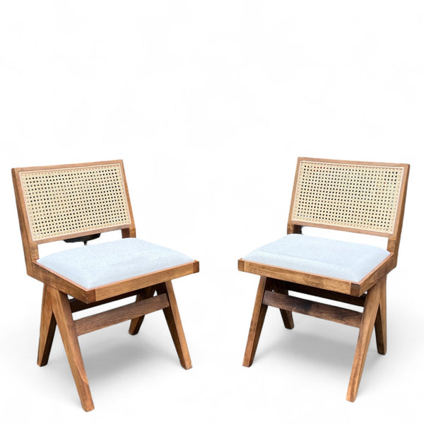 Set of 2 Dark Oak Wood Pierre Rattan Chair