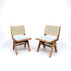 Set of 2 Dark Oak Wood Pierre Rattan Chair