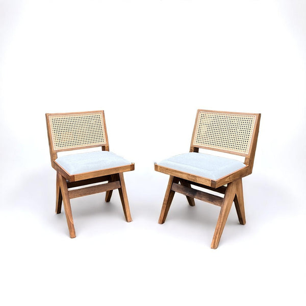 Set of 2 Dark Oak Wood Pierre Rattan Chair