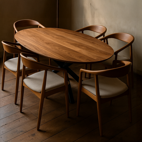 Oval (Egg shaped) Walnut Dining Table