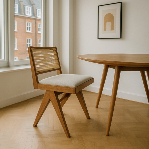 Set of 2 Dark Oak Wood Pierre Rattan Chair