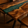 Green Resin River Walnut Epoxy Table