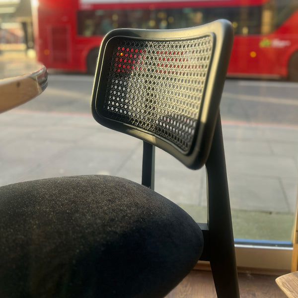 Set of 2 Black Wood Rattan Chair