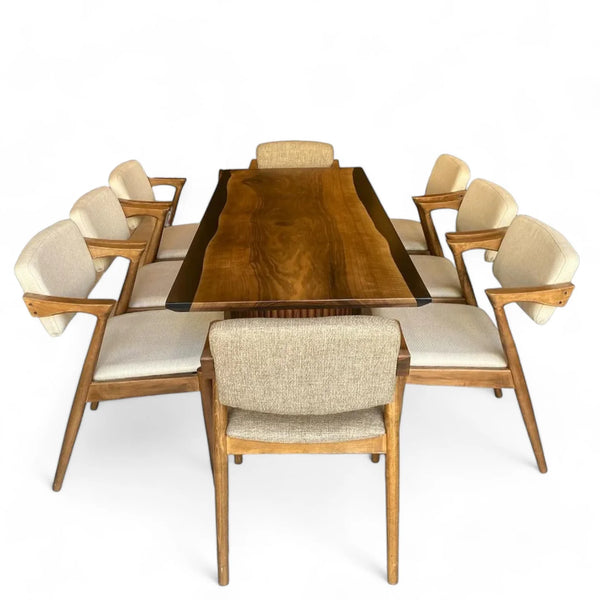 Black Resin River One Piece Walnut Epoxy Table