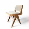 Wooden Rattan Chair with Upholstered Seat