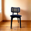 Set of 2 Black Wood Rattan Chair