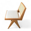 Wooden Rattan Chair with Upholstered Seat