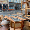 Round Dark Grey Resin Walnut Table