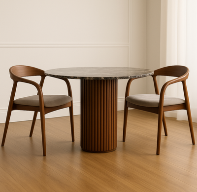 Set of 2 Mid Century Modern Wooden Walnut Colour Dining Chair