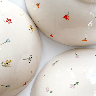 Handcrafted Ceramic Bowl with Delicate Floral Pattern