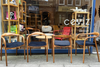Set of 4 Mid Century Modern Wooden Walnut Colour Dining Chair with Black Upholstery