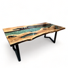 Green Resin River Epoxy Table