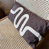 Brown Linen Cushion with White Braided Knitted Detail