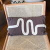 Brown Linen Cushion with White Braided Knitted Detail