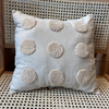 Cream Linen Cushion with Punch Needle Embroidered Polka Dots