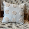 Cream Linen Cushion with Punch Needle Embroidered Polka Dots