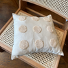 Cream Linen Cushion with Punch Needle Embroidered Polka Dots