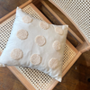 Cream Linen Cushion with Punch Needle Embroidered Polka Dots