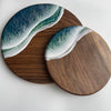 Blue Sea Effect Resin Walnut Plate