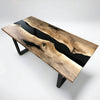 Black Resin River Straight Walnut Epoxy Table