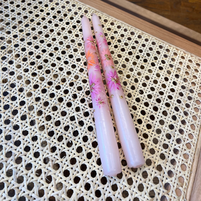 Handpainted Floral Candle