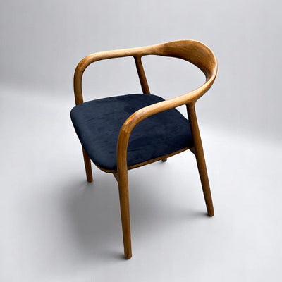 Set of 2 Mid Century Modern Wooden Walnut Colour Dining Chair with Black Upholstery