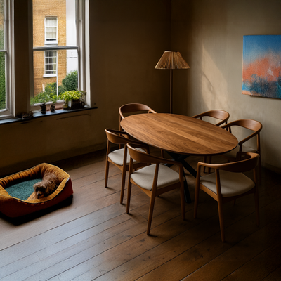 Oval (Egg shaped) Walnut Dining Table