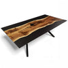 Black Resin River One Piece Walnut Epoxy Table