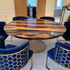 Round Dark Grey Resin Walnut Table