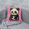 Hand Tufted Pink Panda Cushion - 37x37 cm