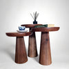 Fluted Mushroom End Table Walnut Colour