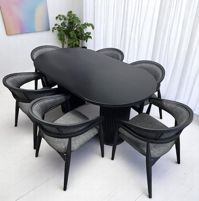 Set of 2 Black Wood Chair