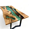 Green Resin River Epoxy Table